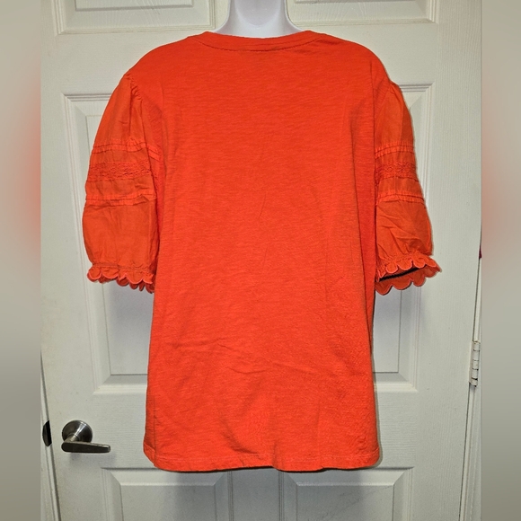 Ralph Lauren  Coquette Hippie Black Label  Jersey Orange  Short Puff Sleeves S2X - Picture 8 of 12